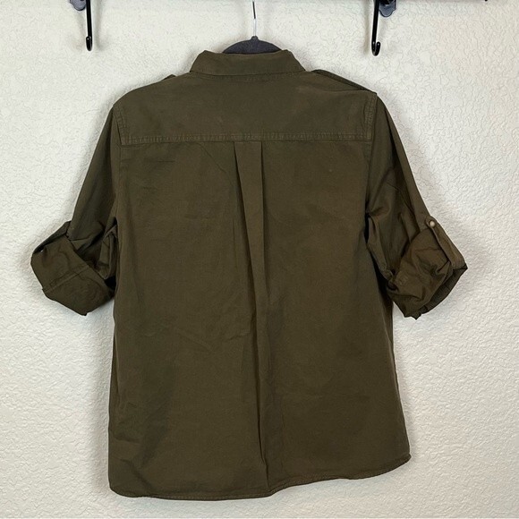 Zara Woman Olive Green Military Style Button Down size Medium - Picture 4 of 10
